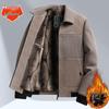 Men's Chenille Lapel Woolen Coat - Velvet Lined Winter Jacket for Middle-Aged and Elderly Dads