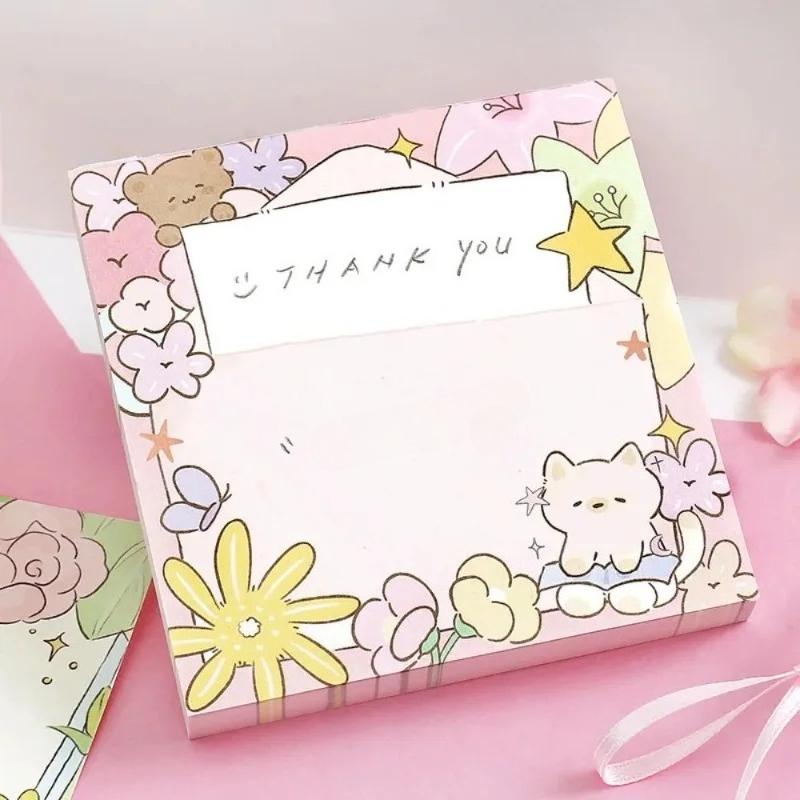 100sheets Post It Notes Flowers Cute Rabbits Illustration Materials Shapes Multifunctional Notes Leave A Message Sticky Note
