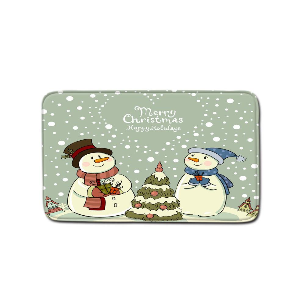 Christmas Waterproof Shower Curtain Four-Piece Combination Floor Mat Entrance Door Mat Bedroom Living Room Carpet