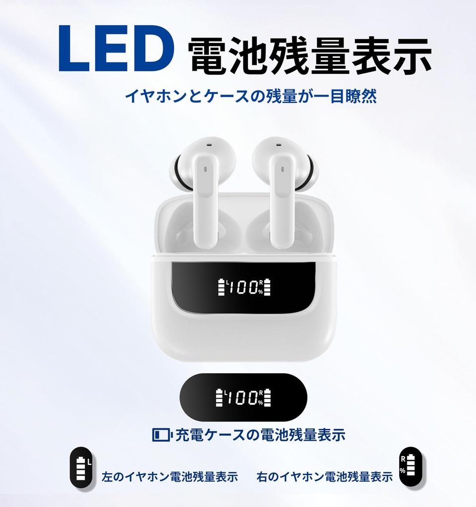 Hmusic Wireless Bluetooth Earphones with LCD ENC Noise Bluetooth Specialized for Up to 40 Hours of 13mm Titanium Composite Diaphragm Compact and