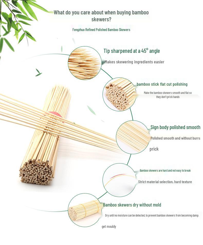 Bamboo Skewers: 5.0mm x 30-50cm for BBQ, Potato Tower, Large Meat, or Marshmallows
