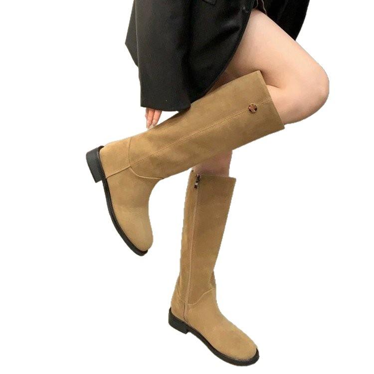 Western Cowboy Martin Boots Fashion Skinny Boots Women's Shoes 2025 New Autumn Retro Suede Knight Boots Boots Boots