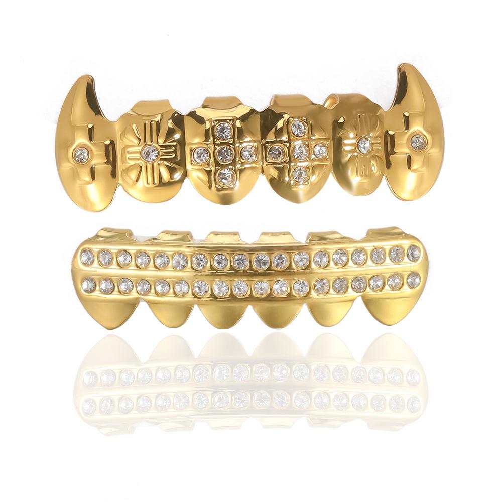 Diamond Color Buck Teeth Hip-Hop Dentures - Halloween Props and Nightclub Mouthguard for Trendsetters