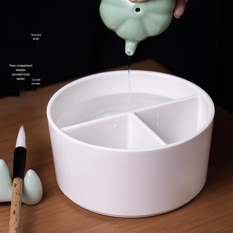 Multifunctional Porcelain Brush Washer for Chinese Painting, Calligraphy, and Watercolor Art