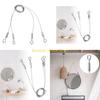 F26C Stainless Steel Picture Hanger Cables Long Wire Adjustable Artwork Hanging Wires with Portable Hook 2 Pack Set