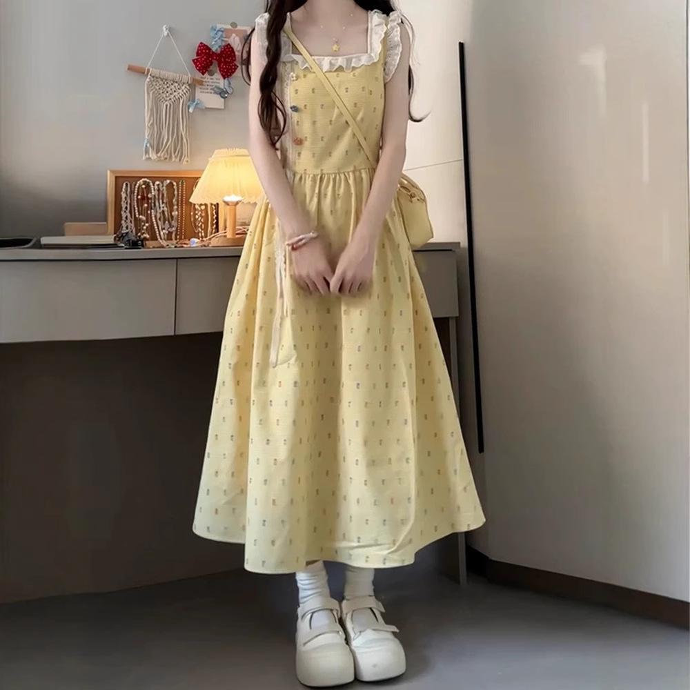 Gentle Wind French Polka Dot Sleeveless Dress Women's New Summer Waist Thin Sweet First Love Dress Children