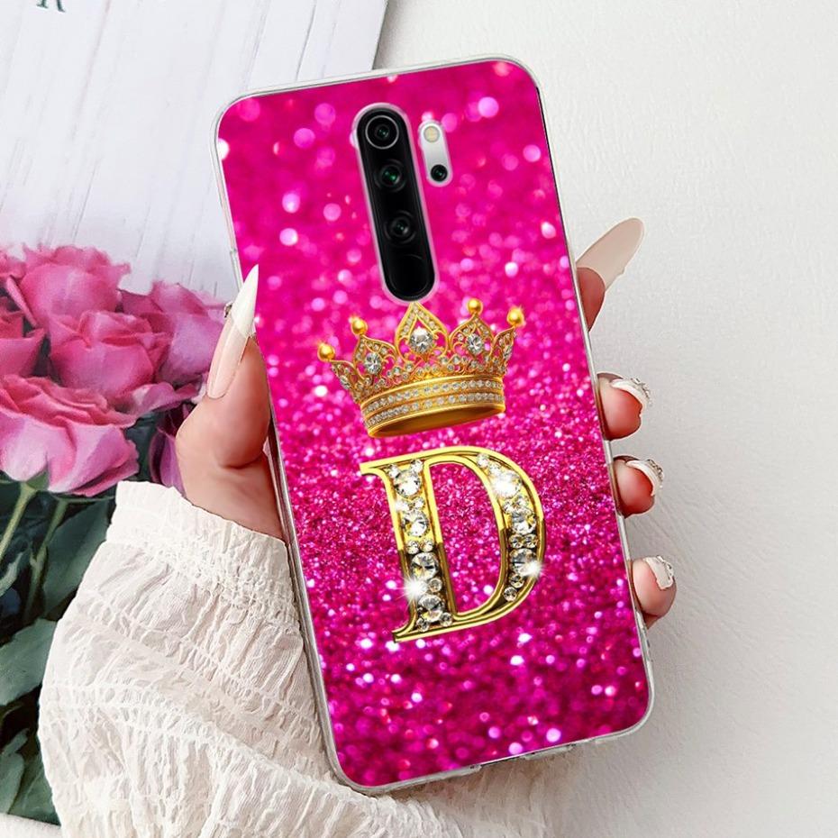 Fashion Crown Initial Letter Case For Xiaomi Redmi Note 8 Pro Note8 8T Soft Silicone TPU Cover For Redmi Note 8 8Pro Phone Cases