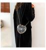 Stylish Transparent Heart Shaped Mini Crossbody Bag With Chain Lock For Women