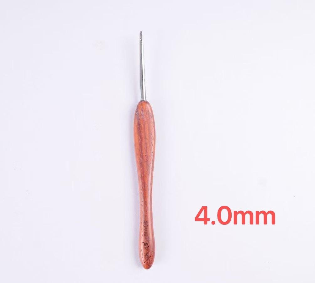 Crochet Blood Sandalwood Handle Hand Knitting Tool Non-Slip Stainless Steel Crochet