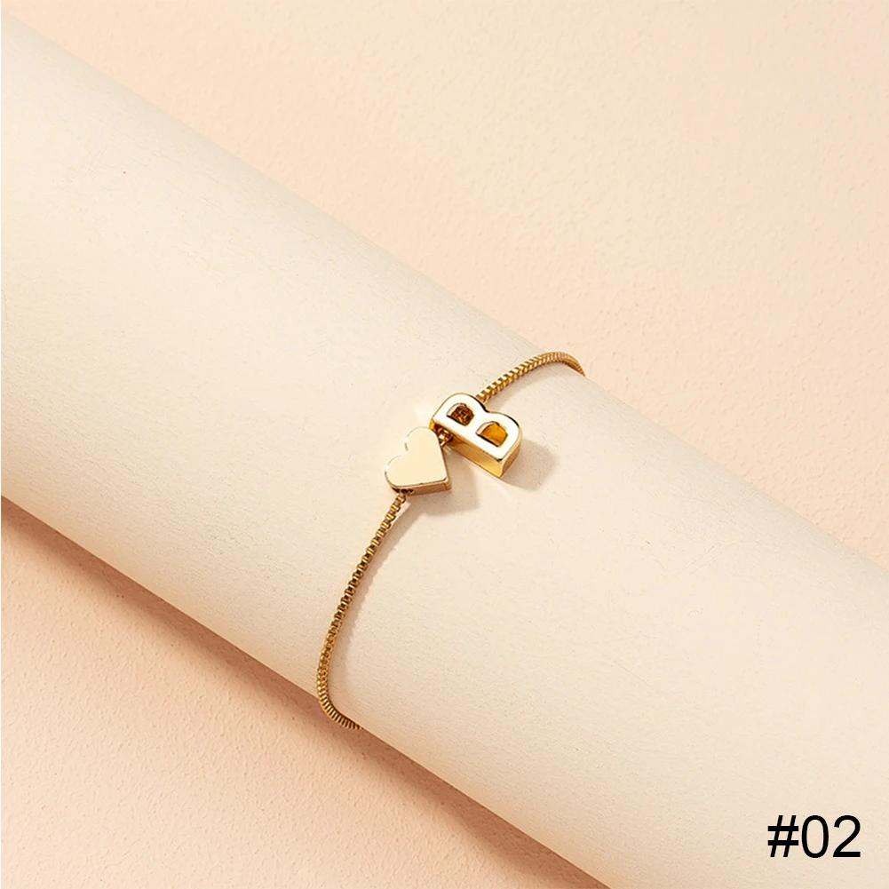 Simple Fashion Love Letter Bracelet Retro Adjustable Alloy Letter Bracelet Women Hand Jewelry Accessory