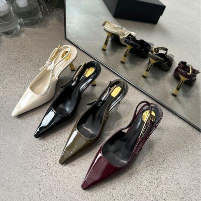 2025 Spring and Autumn New Fashion Versatile Patent Leather Stilettos Work Shoes Temperament Bag Head Sandals Back Strap