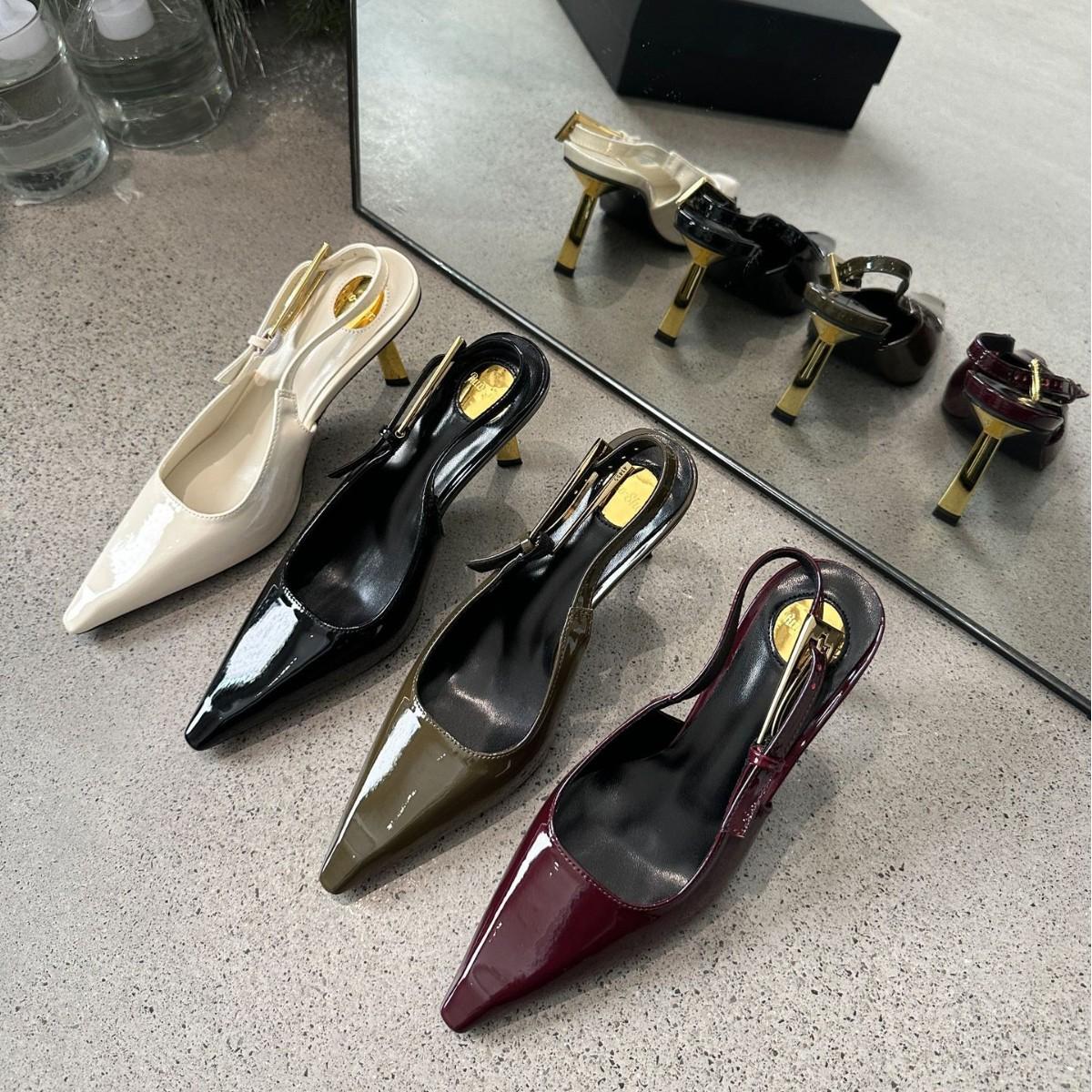 

2025 весна и осень новая мода универсальные лакированные туфли-лодочки рабочие туфли темперамент сумка голова сандалии ремешок сзади 37 зелёный