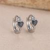 Charm Female Black Enamel Cute Love Heart Hoop Earrings Silver Color Simple Wedding Jewelry For Women