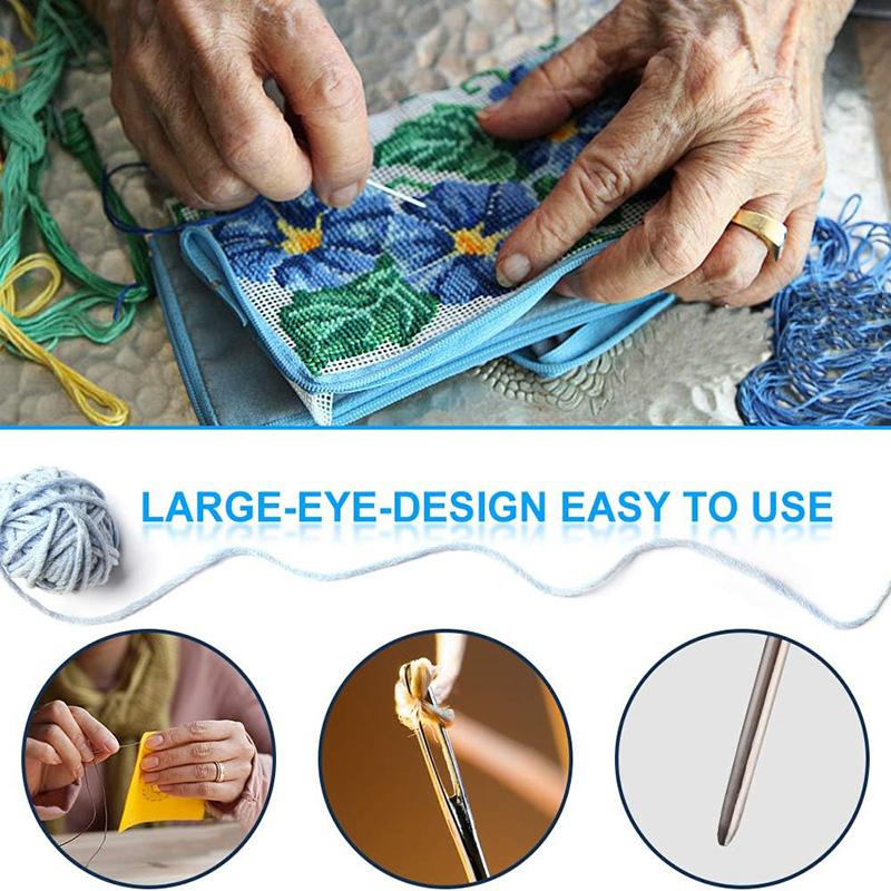 37Pcs Aluminum Crochet Hooks Set with 14Pcs Stitch Markers(Random Color) and 9Pcs Large-eye Blunt Needles Knitting Needles Kit