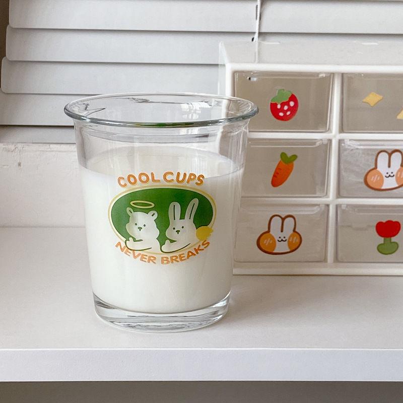 Transparent Glass Cup Juice Cups Cute Tea Milk 300ml Coffee Mug Drinkware Dining for Breakfast Cup Cold Extract Drinkware Cups