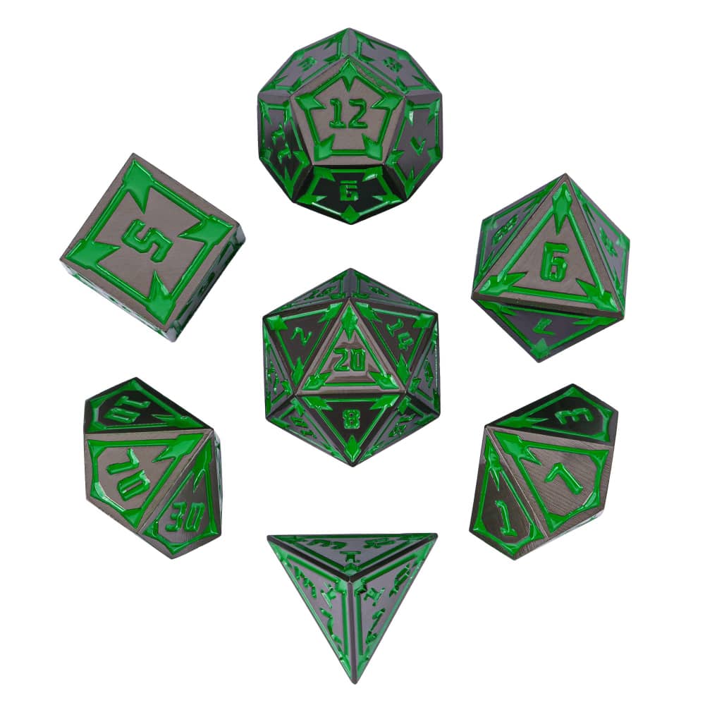 Cusdie New Metal DnD Dice Set Minimalist Rhomb Pattern D4-D20 Polyhedral Dice for D&D Pathfinder Tabletop RPG Board Games