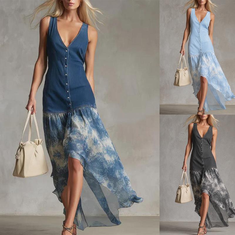 2026 Spring and Summer European and American Cross-border Amazon Independent Station New Temperament Casual Elegant Vacation Style Hem Dress
