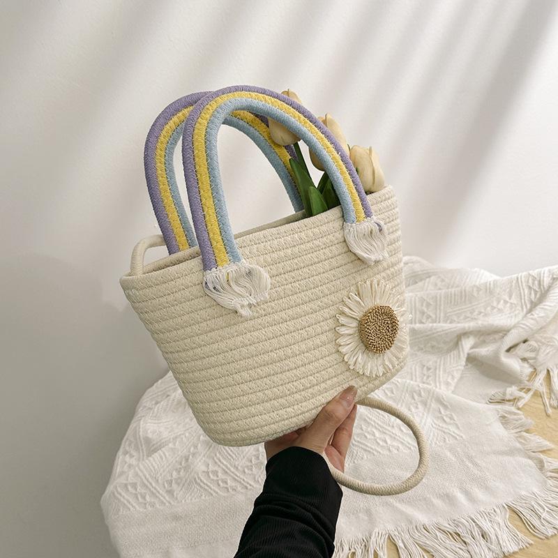 

This year s popular fashion Korean version of large-capacity woven handbag 2024 summer new shoulder messenger bag bucket bag