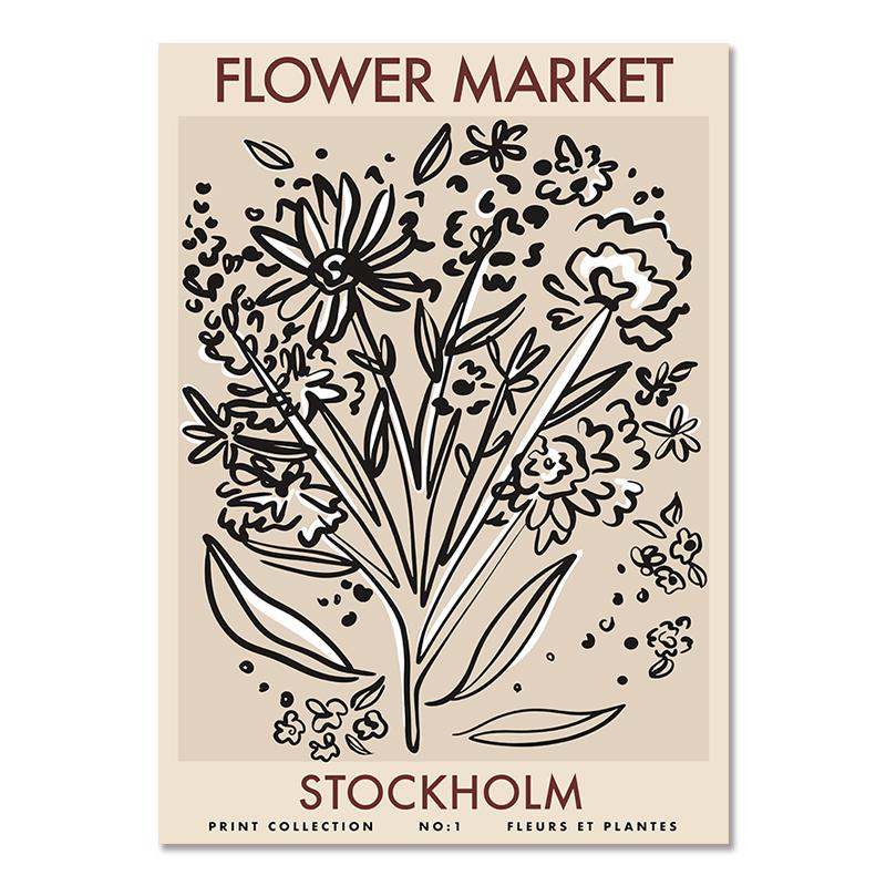 Abstract Flower Market Wall Art Print Canvas Painting Vintage Botanical Poster Gallery Wall Picture Living Room Home Decoration