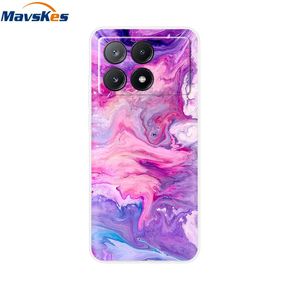 For Xiaomi Poco X6 Pro Case TPU Soft Painted Phone Cases For Xiomi Poco X6 PocoX6 Pro 5G Silicone Cover Flower Fundas Protective