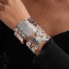 Vintage Ginkgo Leaf Butterfly Open Cuff Bangle Gold Silver Wide Statement Bracelet For Women Boho Party Jewelry