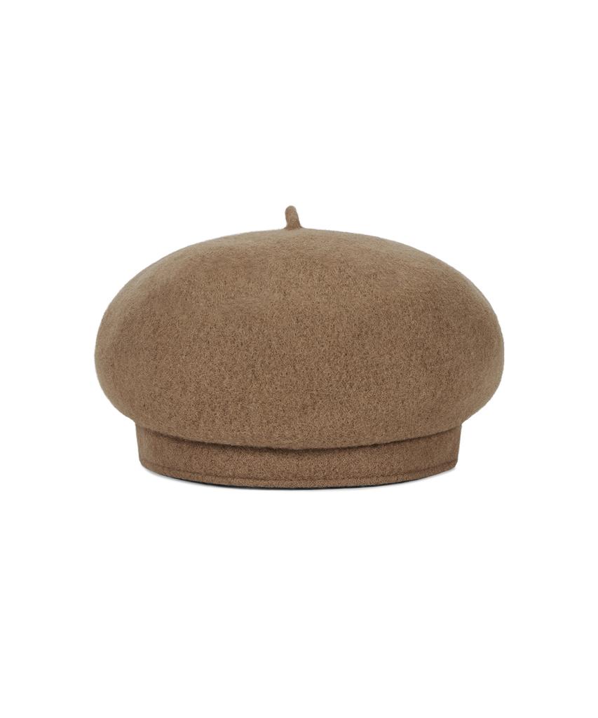Bajal Va Curved Oval Metallic Wool Beret Camel
