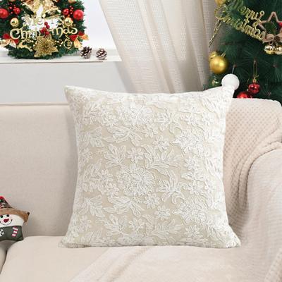 Față de pernă Broderie Florală Stil Francez Fermoar Ascuns Formă Pătrată Decor pentru Sufragerie Dormitor Mașină Canapea Față de Pernă