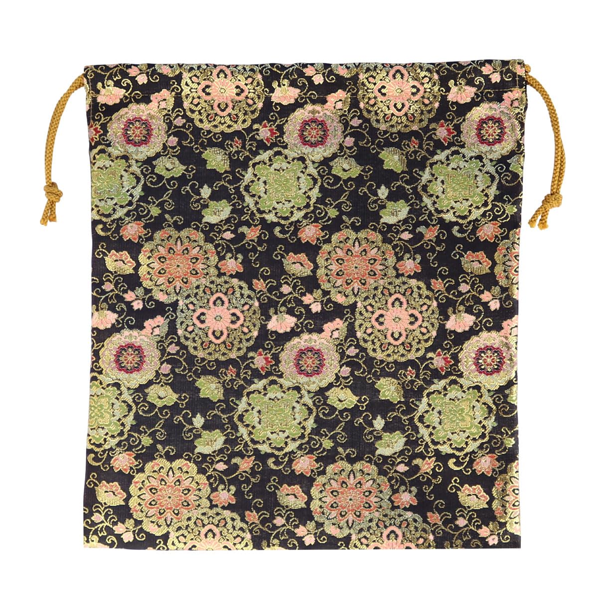 

Золотой парчовый мешочек на шнурке, квадратный, сумка, золотая парча, цветочный арабесковый узор, черный