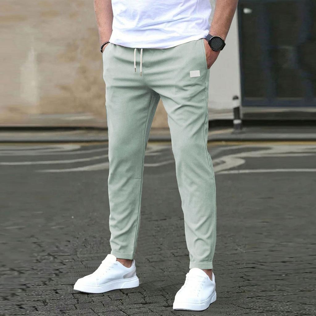 Casual Slim-fit Devítibodové pánské kalhoty Jednobarevné Casual Kapesní kalhoty