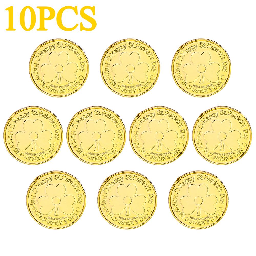 

10-100Pcs St Patricks Day Prop Coins Green Gold Clover Lucky Shamrock Party Decoration Props Party Gifts Favors Green Coins Toys золотий