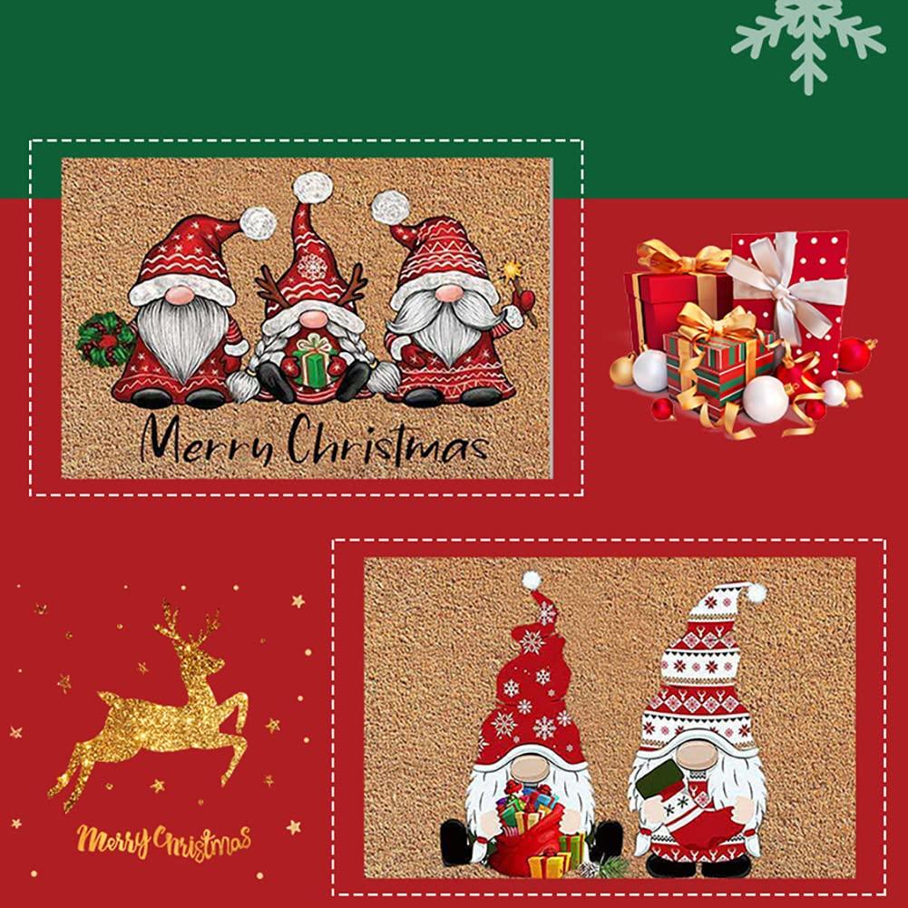VIKAMA Christmas Cute Dwarf Floor Mat Anti-Slip Entrance Rug Indoor and Outdoor Welcome Mat Holiday Home Decoration