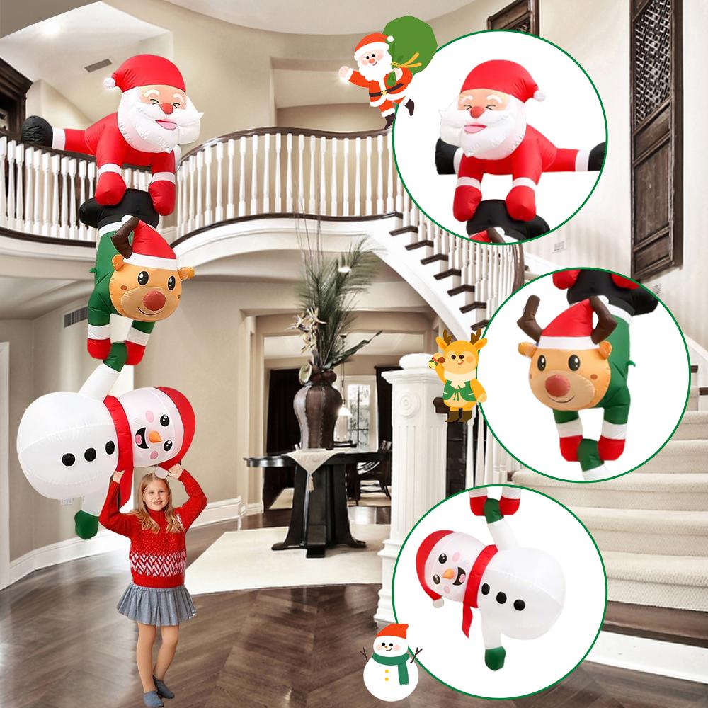 2.4M 8FT Hanging Christmas Inflatables Decorations Santa Claus Reindeer Snowman Xmas Decor Outdoor Indoor Home Party