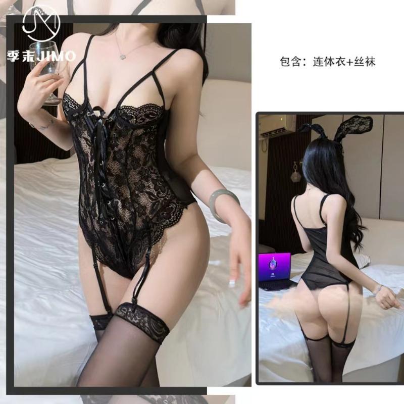 New Sexy Lace Lingerie Perspective Waist Onesie Cross Strap Hot Seduction Women