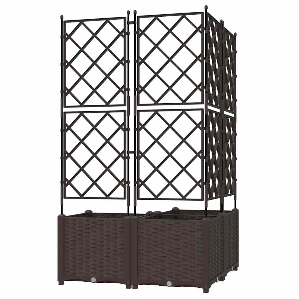 Garden Planter 3 pcs Brown 80 x 80 x 143 cm PP