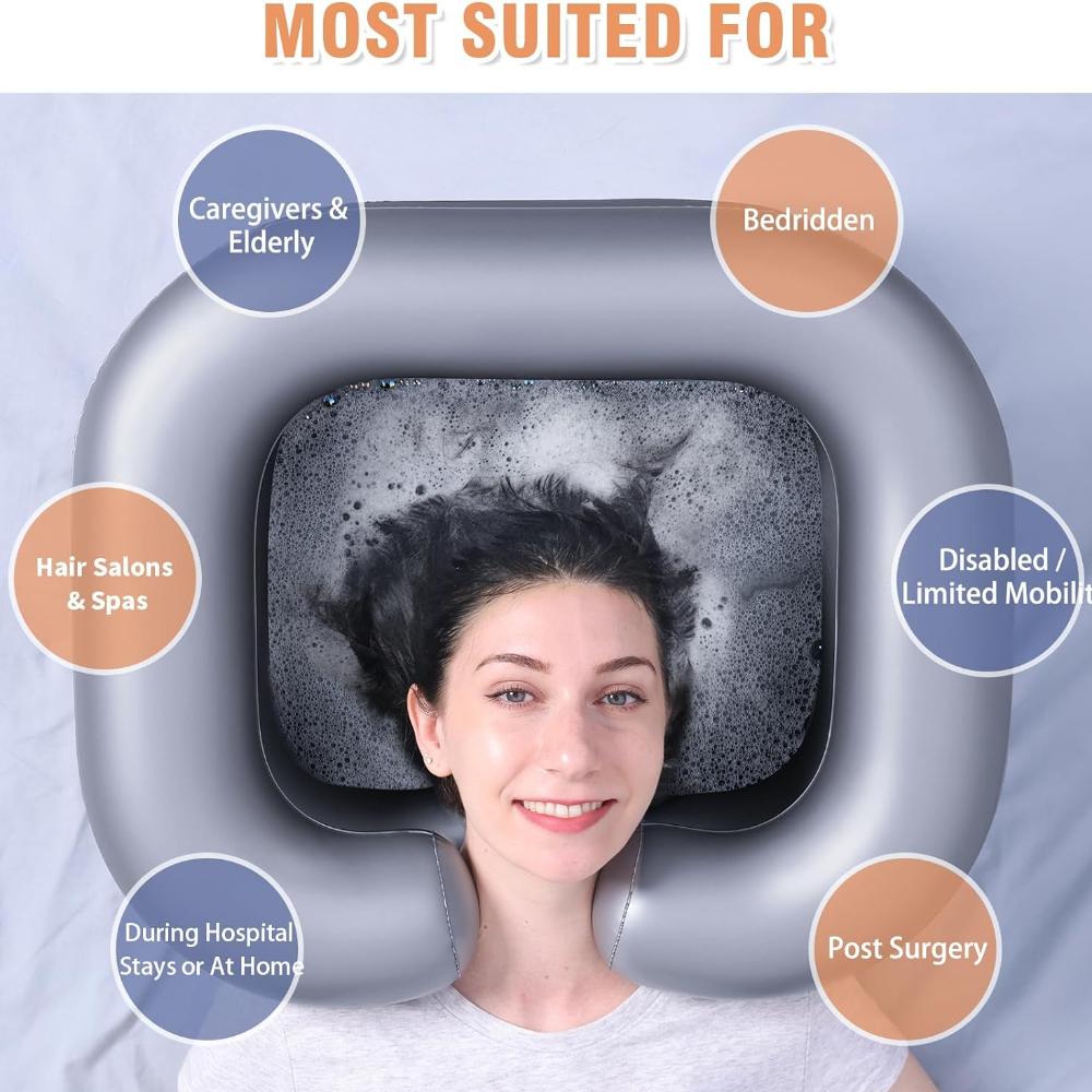 Portable Inflatable Shampoo Basin Bowl Hair Washing for Bedridden Disabled Injured Hair Wash Tub for Dreadlocks and At Home Sink