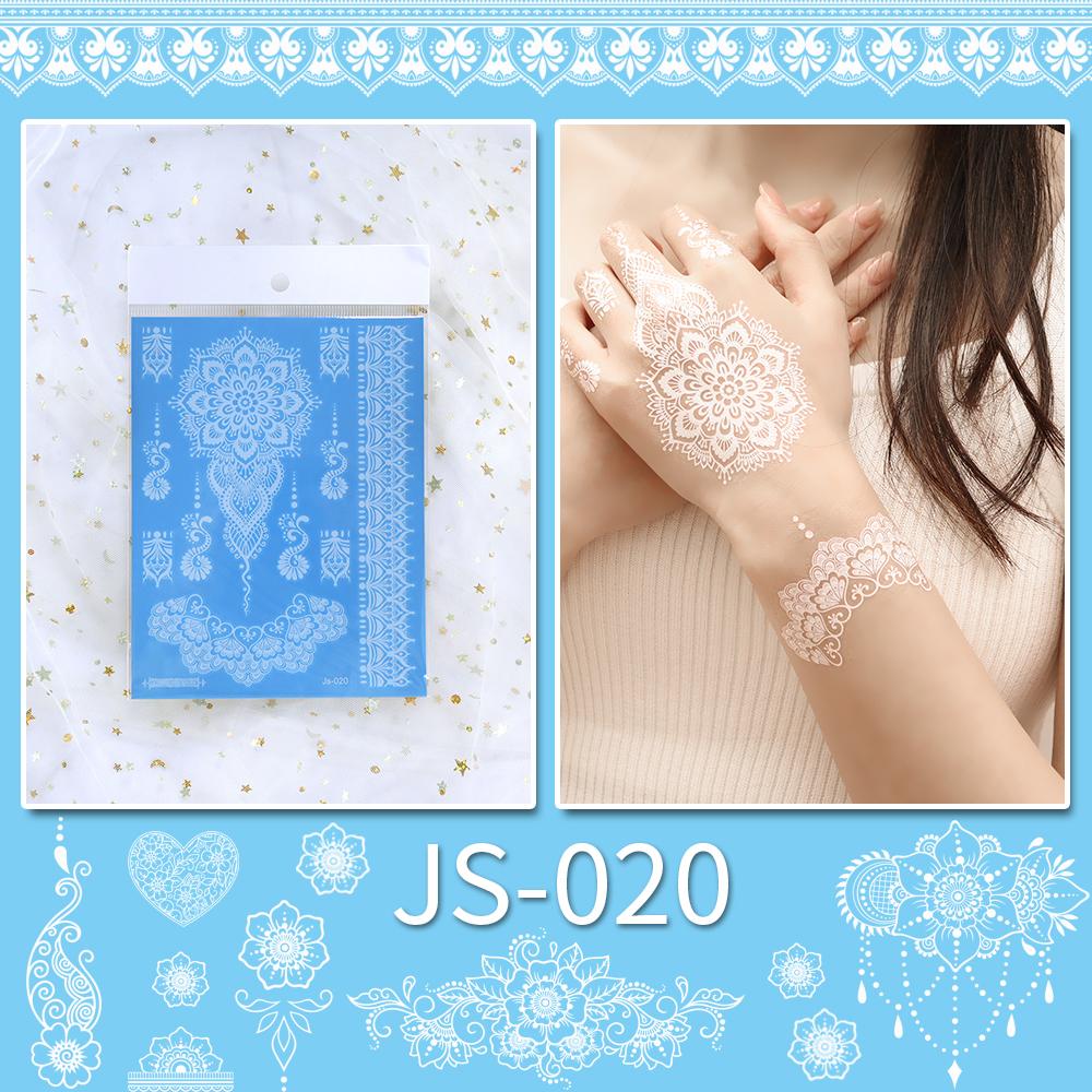 1 лист, водостойкая белая хна, временные татуировки, наклейки, кружевные цветы, мандала, татуировки для свадебной вечеринки, праздничные временные татуировки