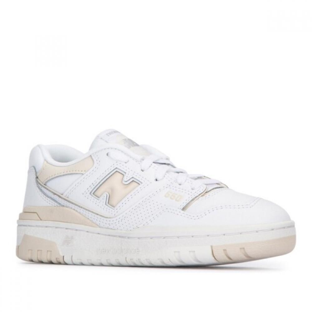 New Balance White Leather Lace Up Sneakers Gsb550bk