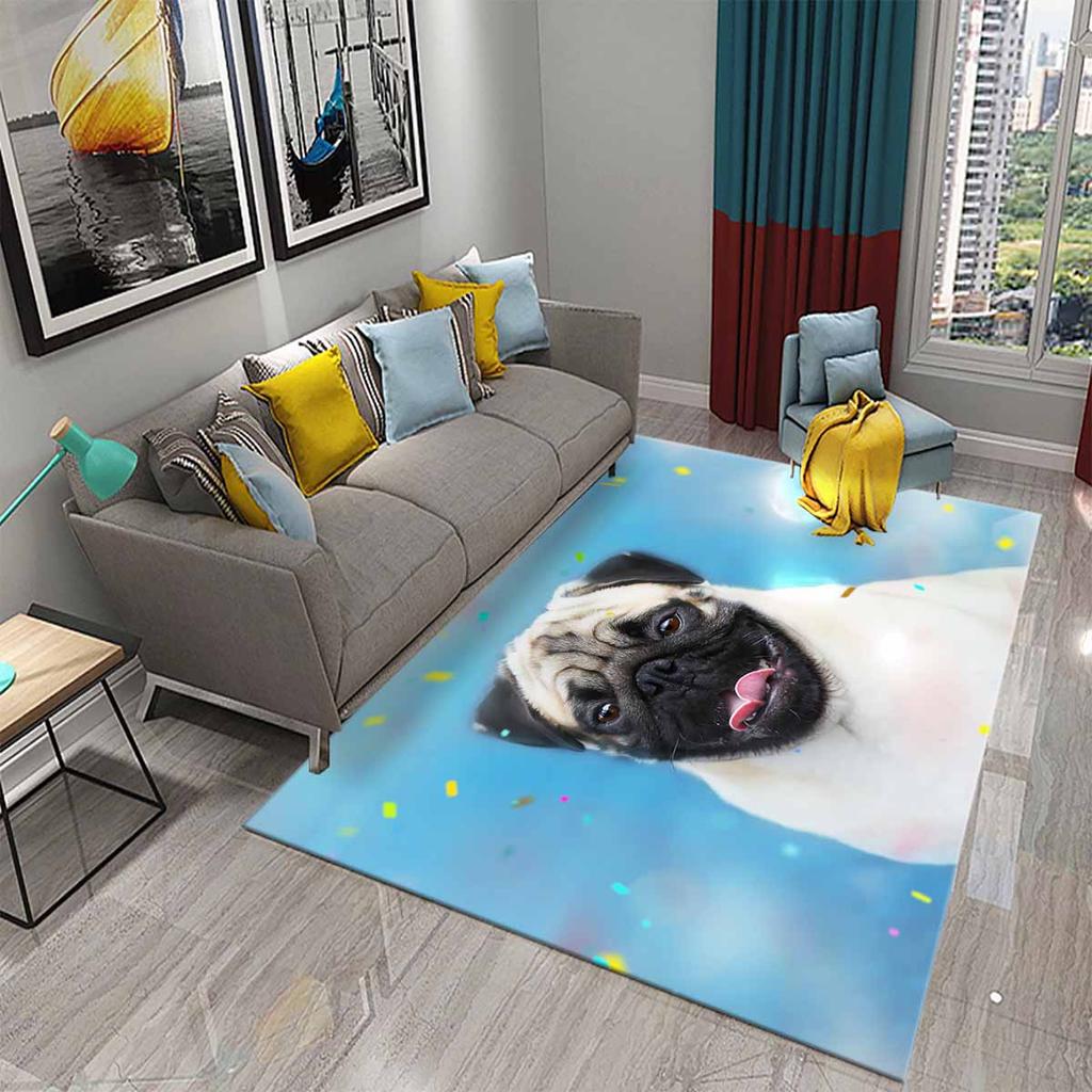 Lovely Pug Dog Water Absorption Anti-Slip Door Mat Cartoon Cute Animal Carpets Bedroom Rugs Decorative Stair Mats Home Decor