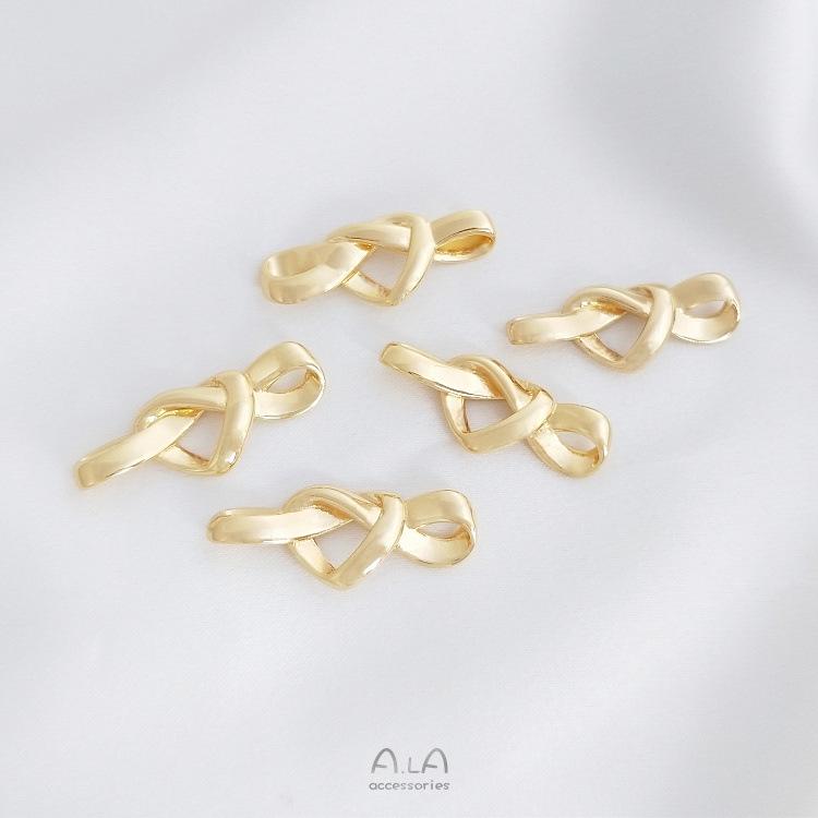 14K Gold-Filled Peach Heart Knot Connector for DIY Jewelry: Necklace and Bracelet Accessories