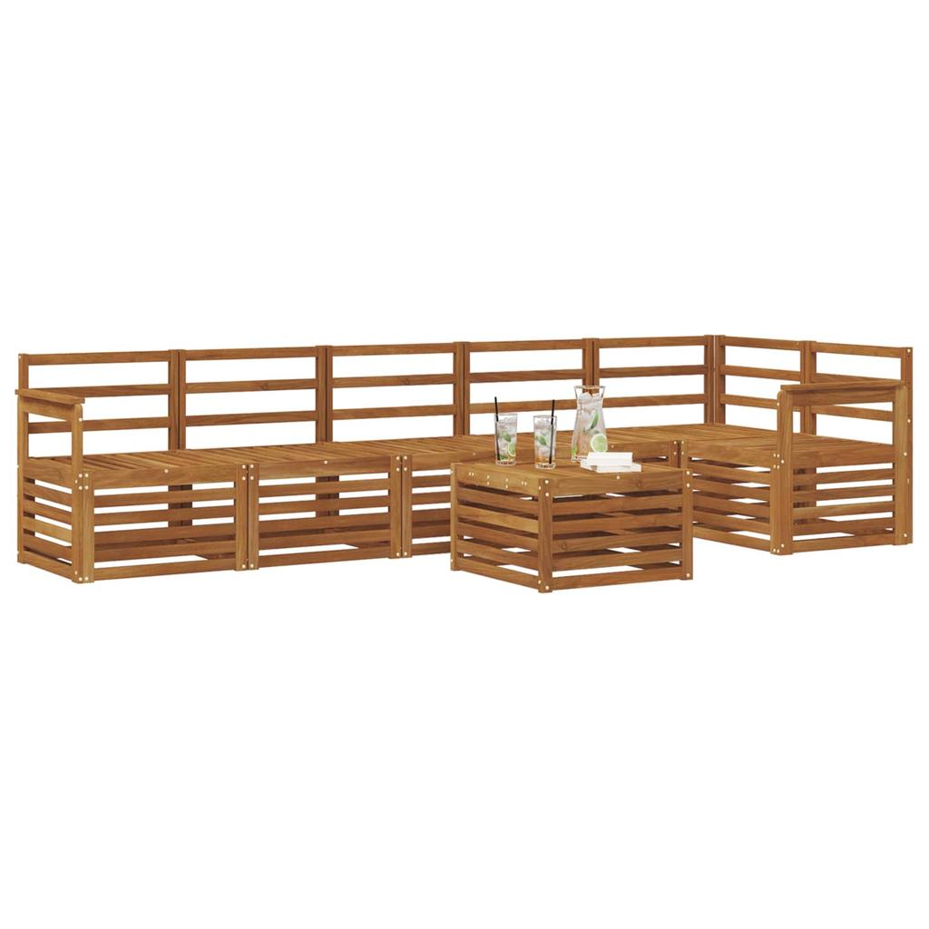 7 Piece Outdoor Sofa Set Natural Solid Acacia Wood