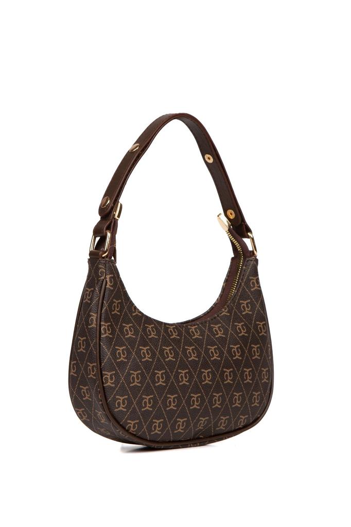 Women's Stylish and Useful Shoulder Bag Women's Patterned Half Moon Handbag and Shoulder Bag