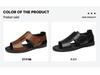 Men's 2024 Open-Toe Roman Sandals: Trendy, Breathable Cowhide Beach Shoes