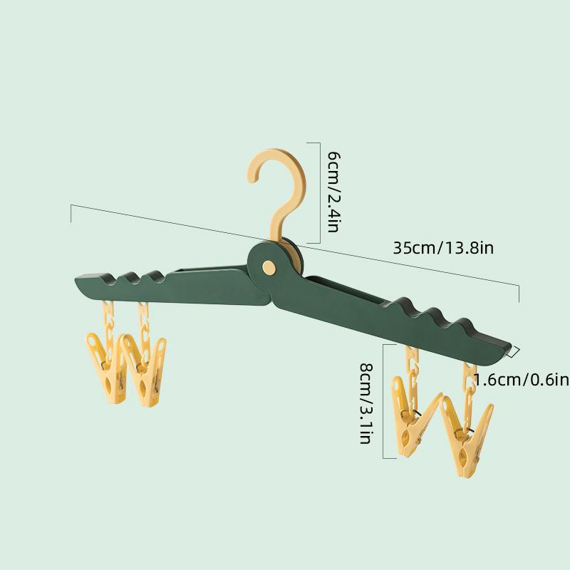 

Портативная складная дорожная вешалка для сушки одежды с зажимами для кемпинга на открытом воздухе складная сушилка для нижнего белья и носков держатель для хранения зелёный