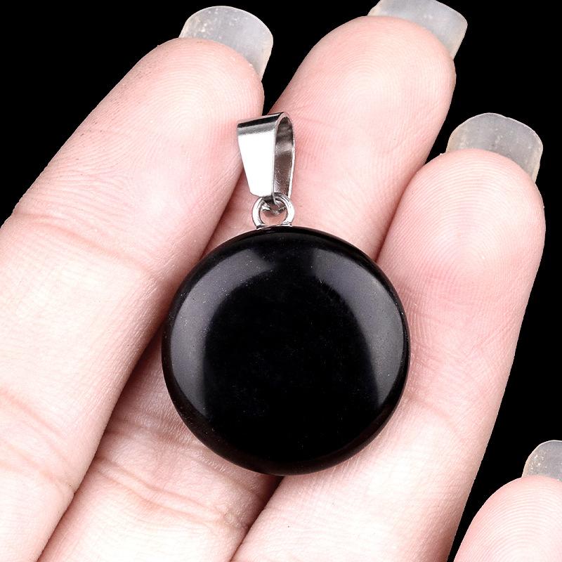 1pc 20mmNatural Stone Mixed Color Flat Round Shape Fine Ladies High Quality Pendant for Jewelry Making DIY Necklace Accessories