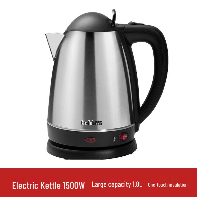 Grelide 1.8L 304 Stainless Steel Electric Kettle with Keep Warm CN plug (adapter included)