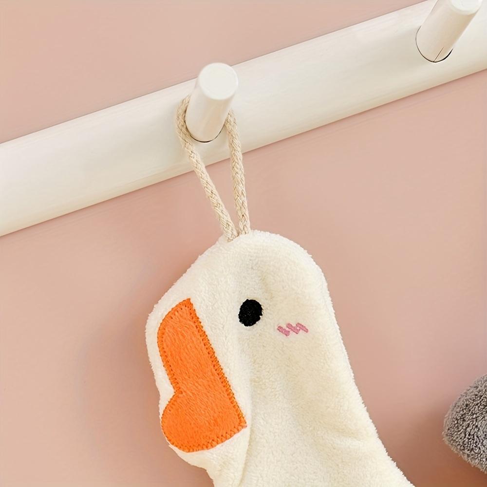 1pc Cartoon Duck Hand Towel Quick-Drying, Absorbent, Hanging Kitchen & Bathroom Towel, Soft Plush