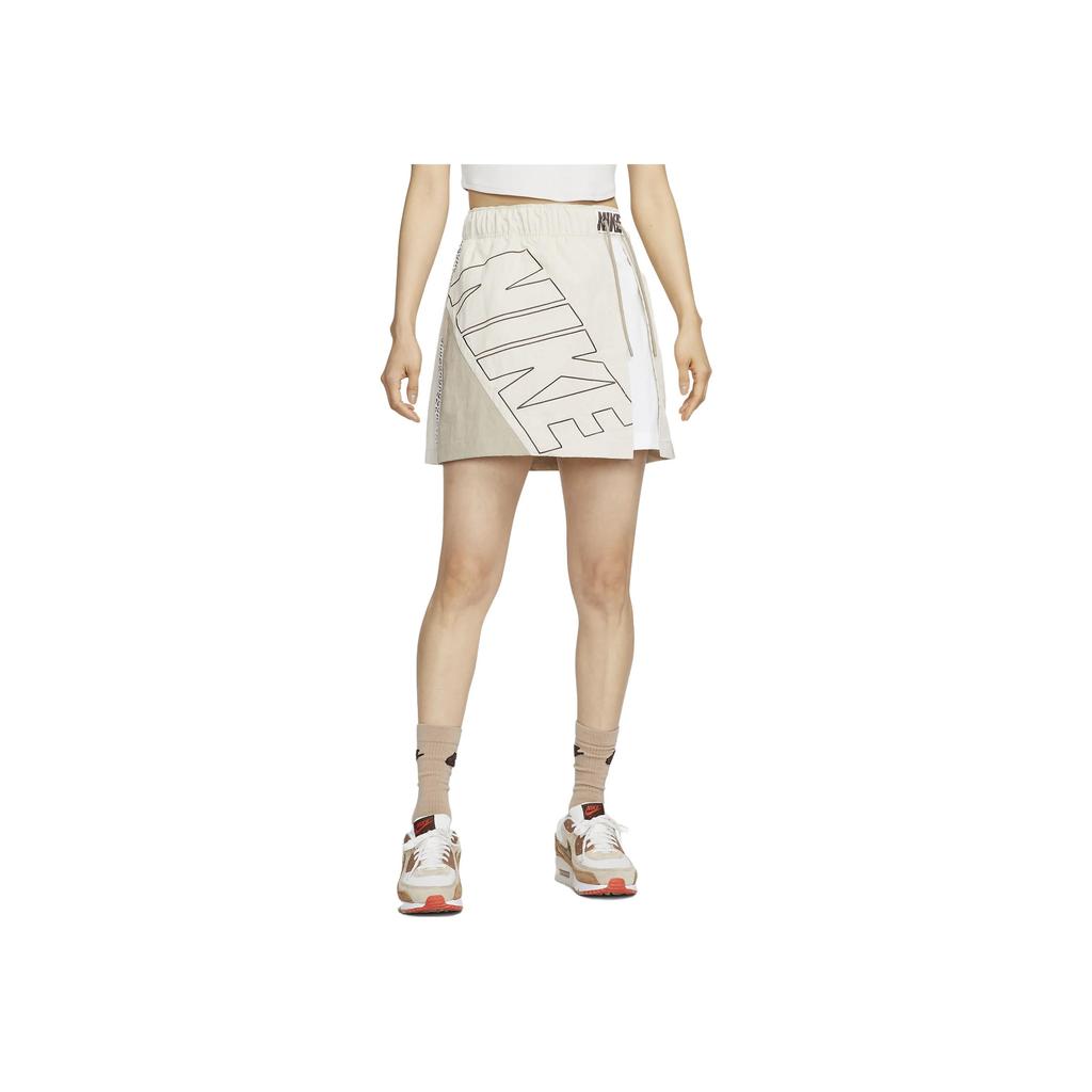Nike Letter Print Asymmetrical Casual Skirt Women Skirts Khaki FD6947-126