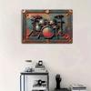 Vintage Drum Set Metal Wall Art Tin Sign Retro Music Decor Gift