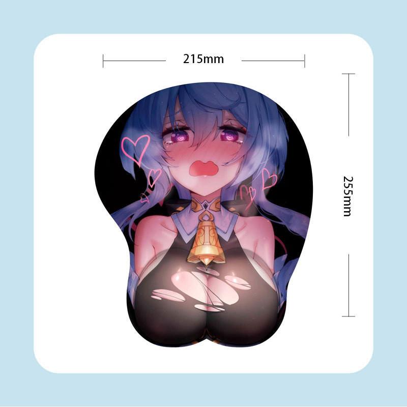 Adorable Two-dimensional 3d Chest Anime Mouse Pad With Soft Ergonomic Design