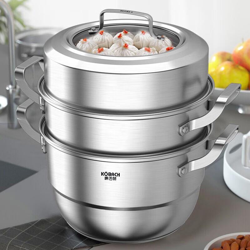 KOBACH 304 Stainless Steel Multi-Layer Steamer & Soup Pot, 28cm